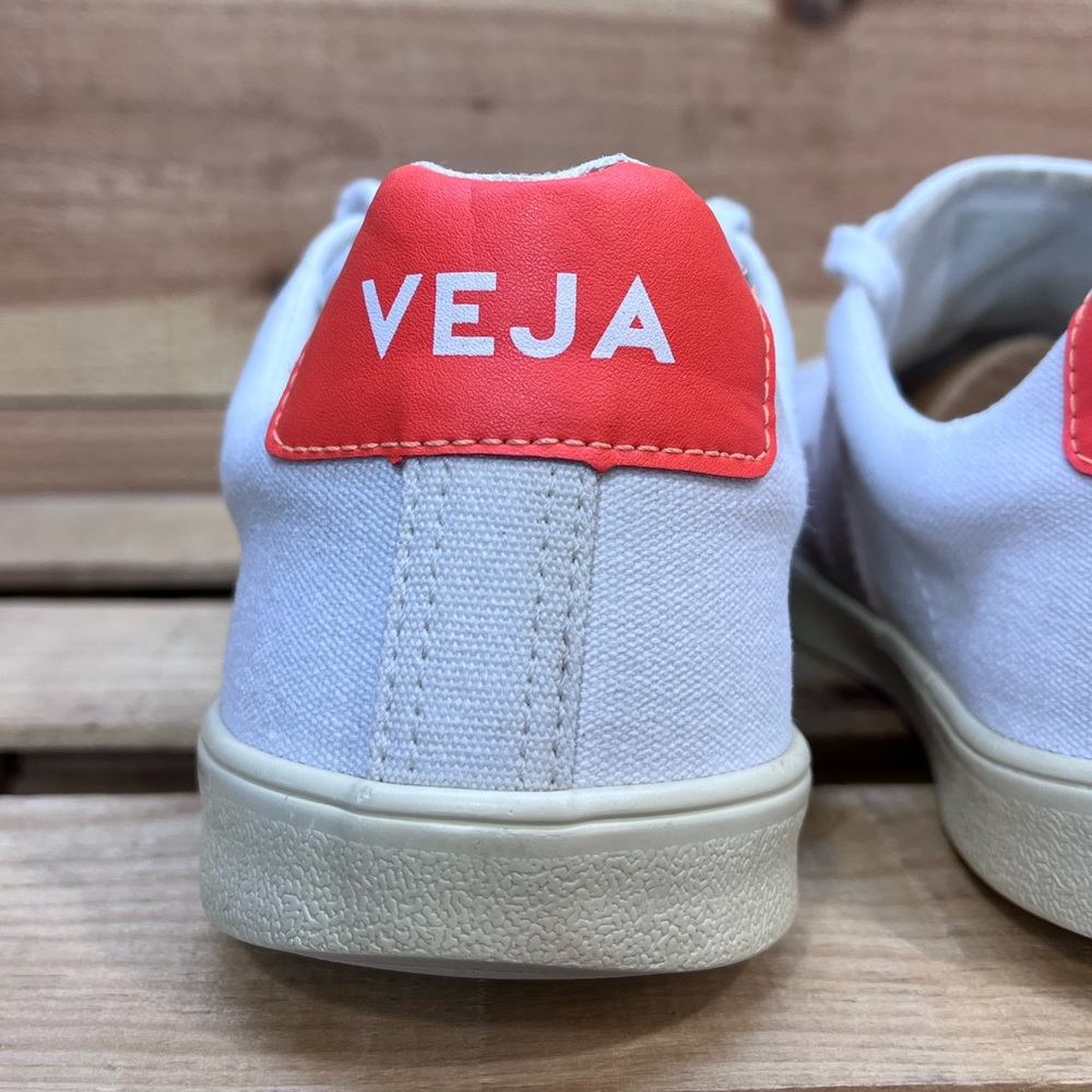 Veja White Sneakers with Pink Accent and Coral Heel - Picture 9 of 15
